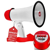 Mégaphone 5 cœurs 30W, haut-parleur PA type corne de bœuf avec portée de 800 yards, amplificateur de voix puissant, portable