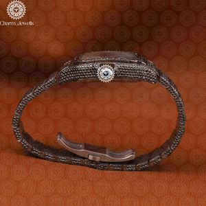 Charm_Jewells Luxury Stainless Steel Square <b>Watch</b> Blue Crystal <b>Diamond</b> Encrusted Analog Quartz Women's Fashion 38mm - Product Image 4