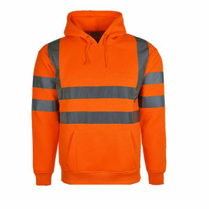 Premium High Quality <b>Hi</b> <b>Vis</b> <b>Orange</b> Safety Work <b>Hoodie</b> Reflective Tape Pullover Sweatshirt Construction PPE High Visibility Mens - Product Image 3