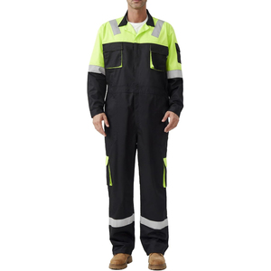 Combinaison de travail unisexe haute visibilité certifiée Oeko-Tex, imprimée à l'écran, en polyester, avec bandes réfléchissantes, combinaison de sécurité industrielle - Product Image 1