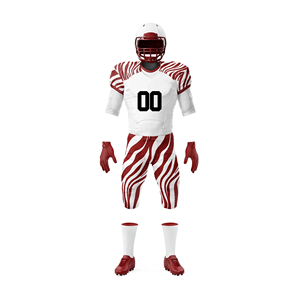 Uniforme de football américain personnalisé sublimé pour hommes, maille respirante 100% polyester, col en V, logo sur le devant, taille plus, manches courtes - Product Image 1
