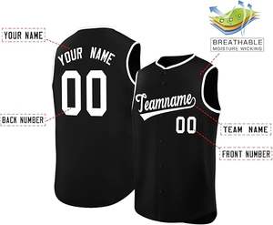 Maillot de baseball sans manches personnalisé de qualité supérieure pour hommes, femmes et jeunes, avec nom et numéro brodés - Product Image 3