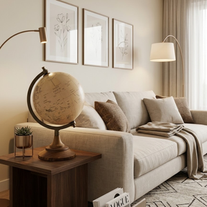 ลูกโลกตั้งโต๊ะทันสมัยพร้อมขาตั้งไม้เหล็กพลาสติก |   ลูกโลกแผนที่โลกตกแต่งสำหรับโต๊ะทำงาน ห้องอ่านหนังสือ และตกแต่งบ้าน - Product Image 4