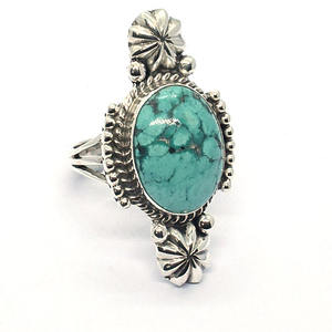 Bague en argent sterling indienne faite à la main, style mixte, avec grandes pierres de turquoise, plaqué vermeil, bijoux d'éternité, vente en gros, best-seller - Product Image 1