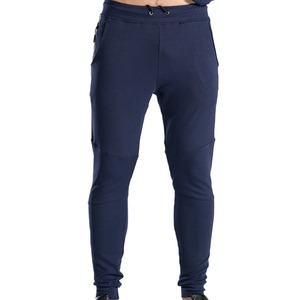 Pantalon de survêtement décontracté pour homme, bleu marine, taille élastique, en coton tricoté mi-lourd, avec cordon de serrage et poches latérales - Product Image 1