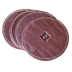 Trending Embossed Faux Leather Coaster With Holder Waterproof Non Slip For Home Cafes Bars Restaurants <b>Table</b> <b>Protection</b> Mat - Product Image 1