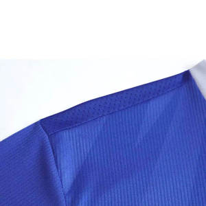 Custom Men's Blue V-Neck Soccer Jersey Set Short Sleeve Moisture Wicking Geometric Print Polyester Uniform All Seasons - Product Image 4