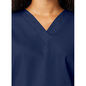 Unisex Navy Blue Scrub Set V-Neck Top Pockets Elastic Waist <b>Pants</b> Hospital Uniforms Cotton Jersey Fabric - Product Image 2