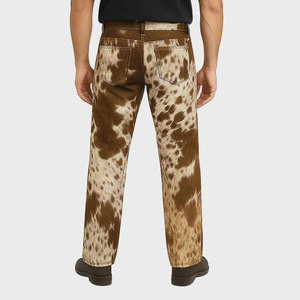 Pantalon en cuir de vachette véritable avec fourrure pour homme – Style motard et western tendance - Product Image 6