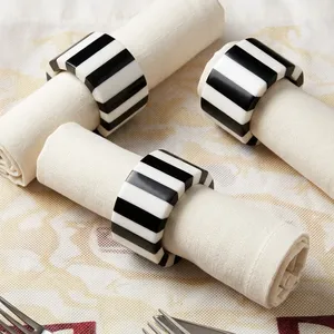 Resin Napkin Ring Modern Black & White stripped Custom Color <b>Tissue</b> Paper Napkin Holder Rings <b>Wedding</b> Party Table Decoration - Product Image 2