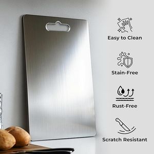Tabla de Cortar de Cocina de Acero Inoxidable con Asa Integrada, Higiénica y Resistente al Óxido, para Uso Diario en el Hogar y Hoteles - Product Image 3