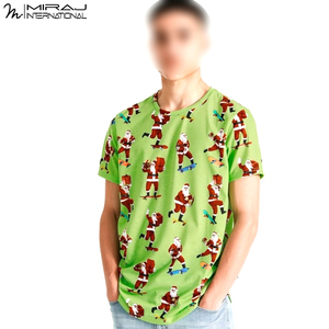 เสื้อยืดผ้าเนื้อนุ่มคุณภาพพรีเมียมรุ่นใหม่ล่าสุดลายธีมคริสต์มาสสำหรับผู้ชาย ระบายอากาศได้ดี คอวี ซับเหงื่อ แห้งเร็ว เหมาะสำหรับฤดูร้อน - Product Image 4