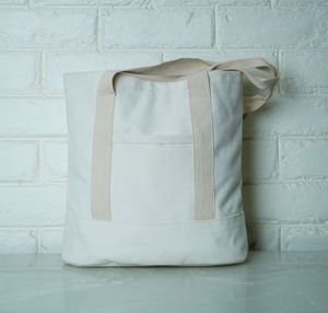 Sac fourre-tout en coton blanc avec poignées en cuir, fermeture éclair, couleur unie, style bohème, sac à bandoulière pour femme, écologique, usage quotidien, toutes saisons - Product Image 2