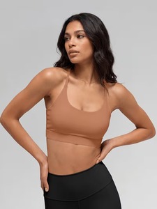 Ladies Strappy <b>Open</b> Back Activewear <b>Bra</b> Soft Butter Fabric Wirefree Padded Gym Crop Tank Top Custom Private Label Base - Product Image 6