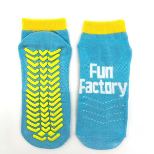 Wholesale 100% Cotton Non-Slip Plaid Ankle Socks for Youth Custom Logo <b>Trampoline</b> Yoga Pilates Indoor Playground for Adults Kids - Product Image 2