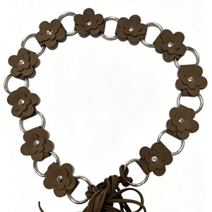 Brown Floral <b>Waist</b> <b>Chain</b> Belt Bohemian Suede Look Metal Ring Cinch Obi for Dress Jeans Skirt - Product Image 4
