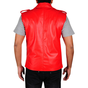 เสื้อกั๊กหนัง PU สีแดงสำหรับผู้ชาย ระบายอากาศได้ดี เป็นมิตรกับสิ่งแวดล้อม คอตั้ง ทรงเข้ารูป สไตล์สตรีทแวร์ เหมาะสำหรับใส่ในฤดูหนาว - Product Image 5
