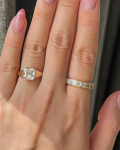 Bague de mariage en or massif 14K 18K avec diamant taille émeraude, bague éternité complète empilable, vente en gros de bijoux en or de laboratoire de qualité supérieure - Product Image 5