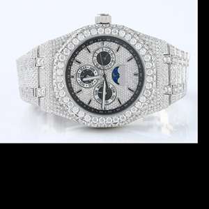 Reloj de Lujo Hecho a Mano con Diamantes Moissanite de Claridad VVS, Totalmente Cubierto de Diamantes, Estilo Hip Hop, a Precio Económico - Product Image 3