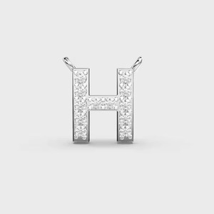 H Letter Moissanite Charm 925 <b>Silver</b> Round Brilliant Cut Pave Setting Unisex Classic Everyday Wear - Product Image 1