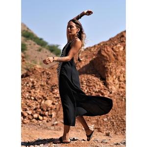 Women Backless Printed Cotton Maxi <b>Dress</b> Loose Fit Round Neck <b>Boho</b> Casual Summer <b>Long</b> <b>Dress</b> - Product Image 4