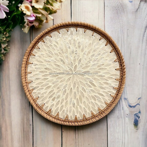 Plateau à fruits naturel, assiette à dîner, plateau de service en bois, plateaux en bambou pour le thé et le café - Product Image 1