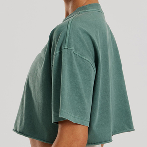 Camiseta Holgada para Mujer al por Mayor, Top Corto para Entrenamiento, 100% Algodón, Cómoda, Elegante, Transpirable, Diseño Oversize - Product Image 5