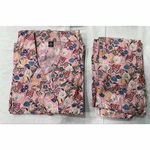 IMPRESIÓN DE HOJAS DE SEDA DE DISEÑADOR Y TRABAJO A MANO EN COLLER CORD SET ROSA - Product Image 1