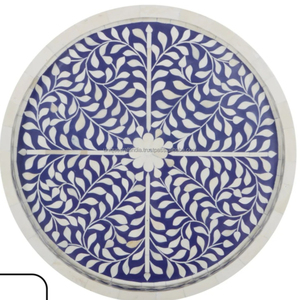 Plateau de service rond en os noir et blanc avec motif géométrique, plateau décoratif artisanal pour la décoration intérieure moderne - Product Image 3