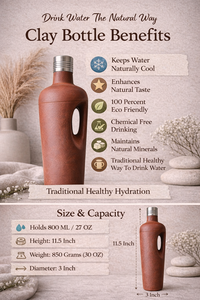 Botella de Agua de Barro Terracota Ecológica y Duradera Yuchen con Asa, Capacidad de 1000 ml, Diseño Moderno, Sostenible para el Hogar y la Cocina - Product Image 2