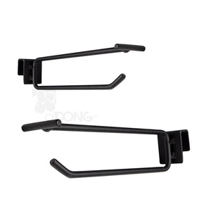 Herrajes Ajustables para Exhibidores de Tienda OEM |   Gancho de Exhibición de Metal Negro Personalizado de Doble Punta con Recubrimiento en Polvo, Capacidad de 9.9 lb para Barra Transversal - Product Image 1