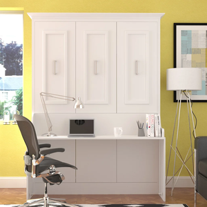 White Fold-Down Murphy <b>Bed</b> Queen Size Modern Design Space Saving Bedroom Furniture <b>Convertible</b> Wall <b>Bed</b> - Product Image 6