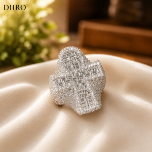 Hip Hop Iced Out <b>Cross</b> 925 Sterling <b>Silver</b> Channel Set VVS1 Moissanite Baguette Cut Diamond Men's <b>Ring</b> - Product Image 6