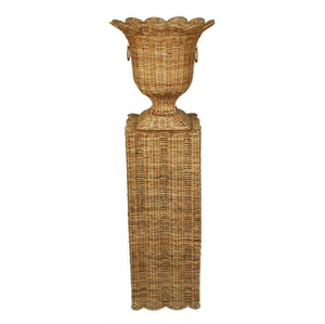Modern Braided Bohemian Matt Glaze Tall Floor Urn <b>Square</b> Tabletop <b>Vase</b> Handwoven Rattan Eco Friendly Natural Large Capacity - Product Image 2