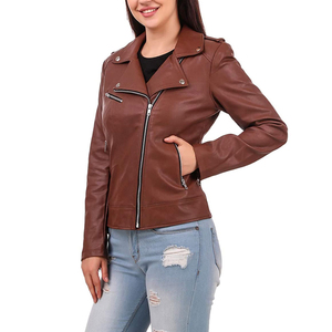 Chaqueta de Cuero para Mujer, Chaqueta de Cuero Negra Clásica, Chaqueta de Motociclista Elegante para Mujer - Product Image 2