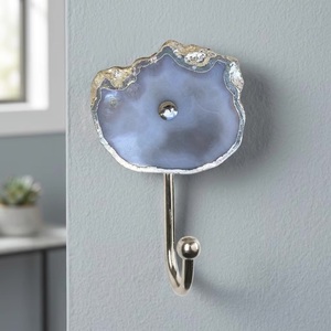 Modern Eco-Friendly Multifunction Flower Shape Wall Mounted <b>Coat</b> Hook with Agate Design and Nickel Finish - Product Image 1