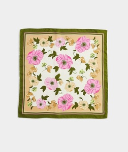 <b>Hot</b> Selling Vintage <b>Red</b> Floral Print Scarf Elegant Botanical Square Fashion Stylish Boutique and Casual Daily Wear Silk Scarfs - Product Image 3