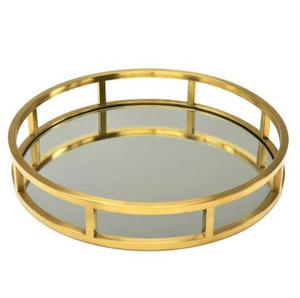 ถาดตกแต่งกระจกเหล็กสีทองสไตล์ยุโรป ของตกแต่งทรงกลมโลหะหรูหรา - Product Image 2