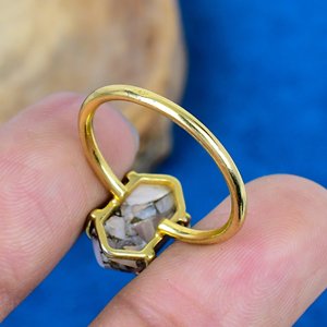 Handmade Pink <b>Opal</b> Copper Hexagon Gemstone 18k Gold Micron Over 925 Sterling Silver <b>Ring</b> - Product Image 4