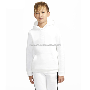 เสื้อฮู้ดแบบสวมหัวสำหรับเด็กสีขาวพร้อมกระเป๋าสำหรับใส่วิ่งฤดูหนาว - Product Image 1