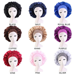 Women Solid Color Satin Bonnet Extra Beads Wide <b>Band</b> Adjustable Size Sleeping Hair Cap - Product Image 6
