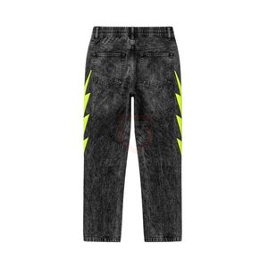 Premium Quality <b>Pants</b> Men's Casual Loose Fit Cotton <b>Black</b> Yellow Lightning Bolt Graphic Print Trousers Streetwear Style - Product Image 4