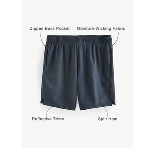 Shorts de sport pour homme en polyester tricoté, couleur unie bleu marine, à séchage rapide, taille élastique, décontractés - Product Image 3
