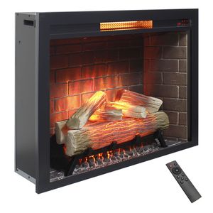 Chimenea eléctrica infrarroja de 33 pulgadas, panel táctil, calentador de decoración del hogar con sonido crepitante, caja de fuego sin humo y Kit de ajuste fijo - Product Image 1