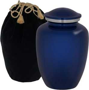 Urnas Metálicas Azules con la Bandera Americana para Cenizas, Recuerdo Patriótico Conmemorativo, con Bolsa de Terciopelo - Product Image 5