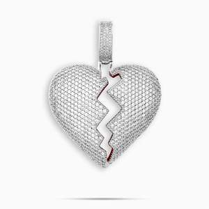 Collar con Colgante de Moissanita Corazón Roto de Lujo, Plata 925 con Baño de Rodio, Cadena de Caja, Unisex, para Uso Diario - Product Image 3