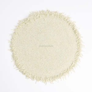 Mantel Individual Moderno y Ecológico con Diseño de Hojas y Cuentas, Hecho a Mano en India, Tamaño Personalizado de 300 mm de Diámetro, Venta al por Mayor - Product Image 5