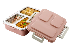 Boîte à lunch bento de haute qualité en acier inoxydable pour le stockage des aliments et la prévention des fuites, sans BPA, 4 compartiments, compatible micro-ondes - Product Image 6