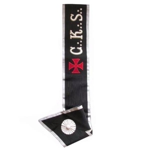 30th Degree Scottish Rite Sash Black Moire Knight Kadosh Sash CKS Sash Masonic Sash Scottish Rite Regalia Black <b>Ribbon</b> Sash Free - Product Image 2