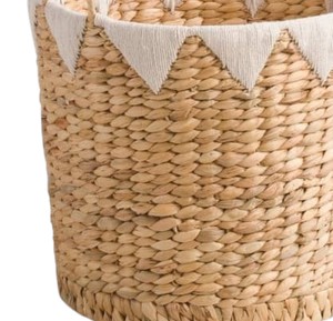 Panier rustique en jacinthe d'eau tressé à la main, panier de rangement polyvalent avec motif, organisateur naturel écologique artisanal - Product Image 4